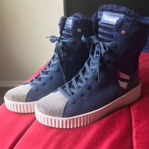 Rhinestone Embellished High Top Sneakers